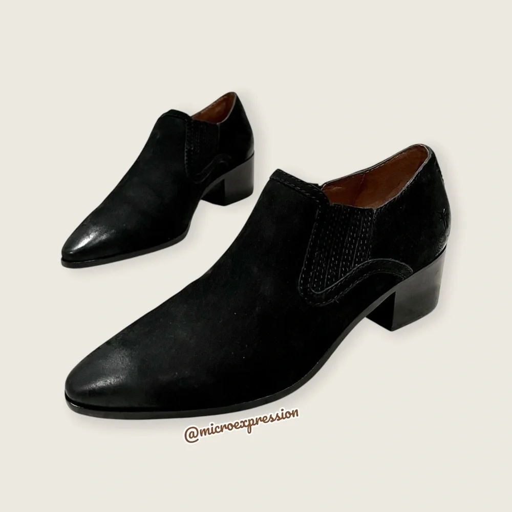 $339 Frye Eleanor Black Leather Western Shootie Everyday Casual Comfy Ankle Boot - Picture 10 of 16